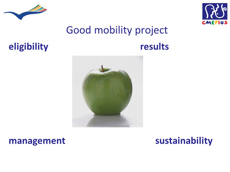 Good mobility project eligibility results management sustainability