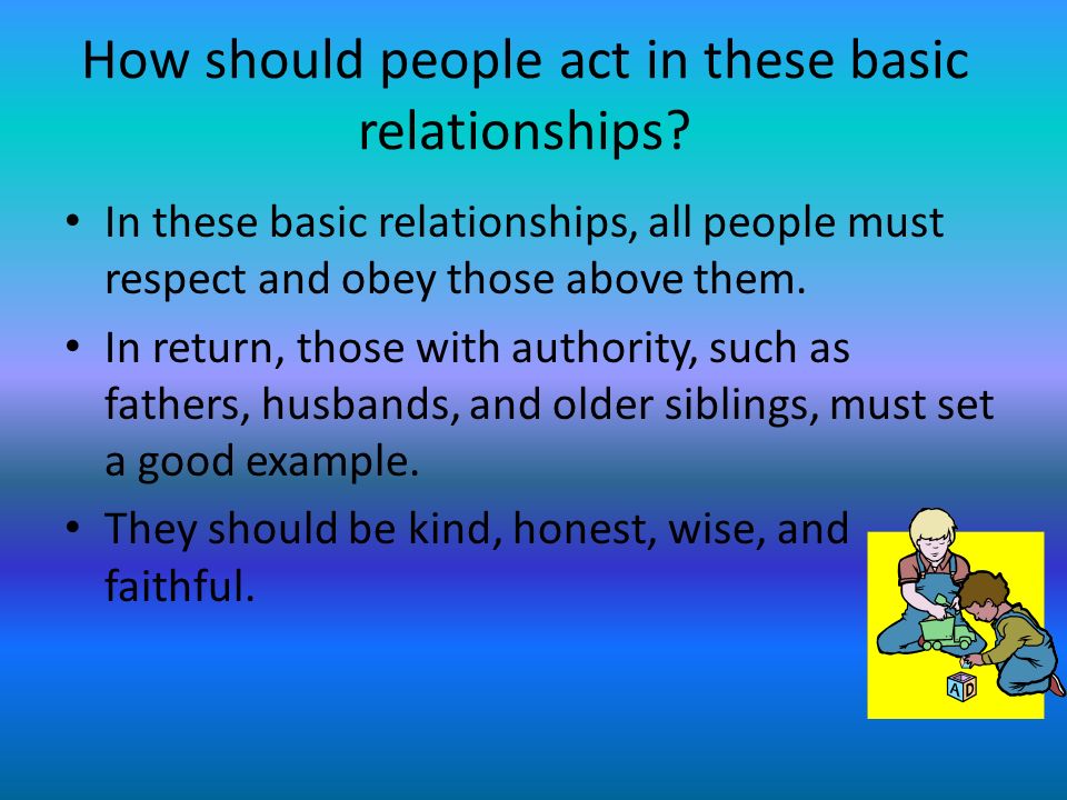 How should people act in these basic relationships.