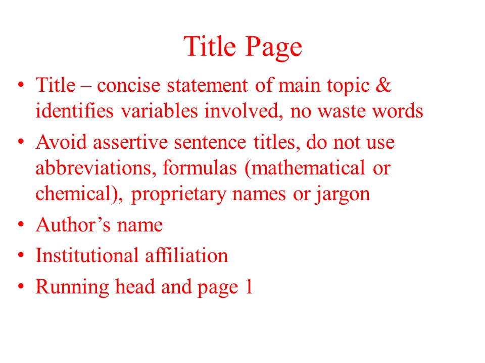 scientific title page