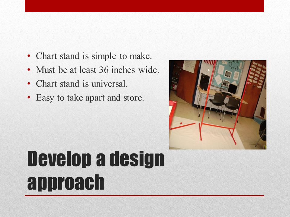 Develop a design approach Chart stand is simple to make.