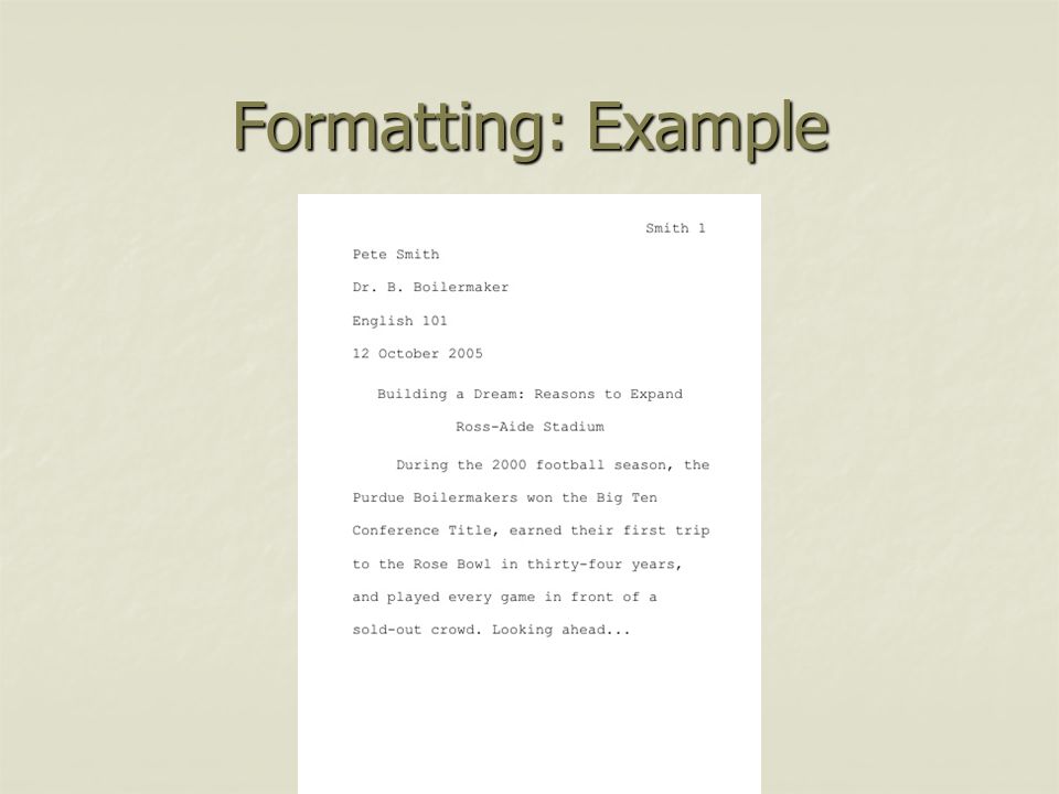 Formatting: Example