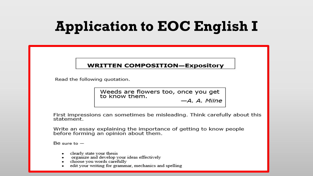 Application to EOC English I