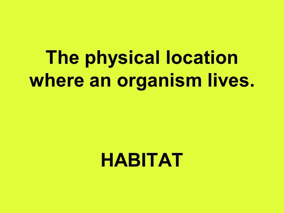 The physical location where an organism lives. HABITAT