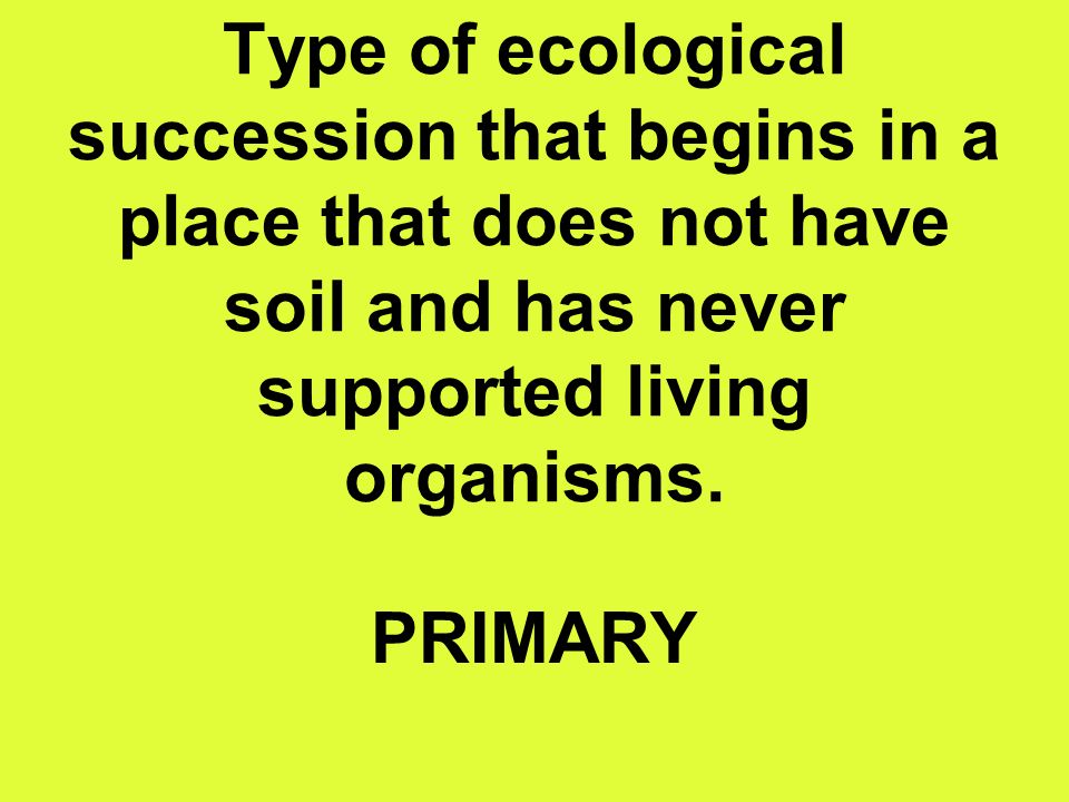 Type of ecological succession that begins in a place that does not have soil and has never supported living organisms.