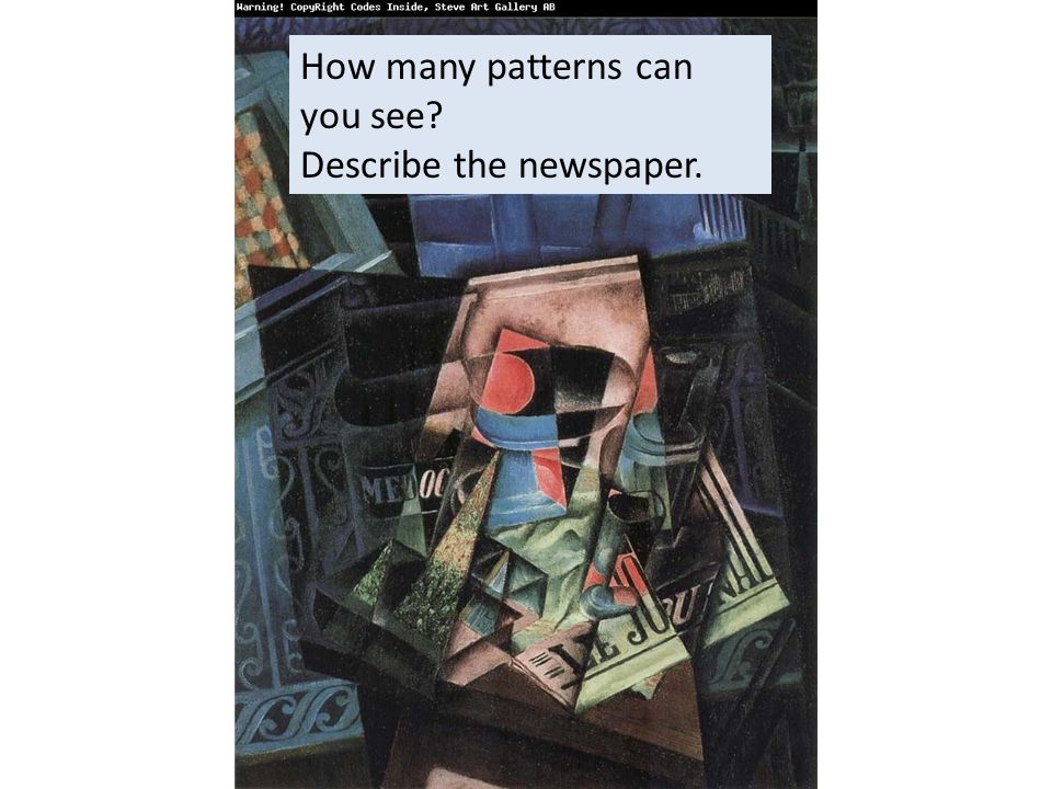 How many patterns can you see Describe the newspaper.