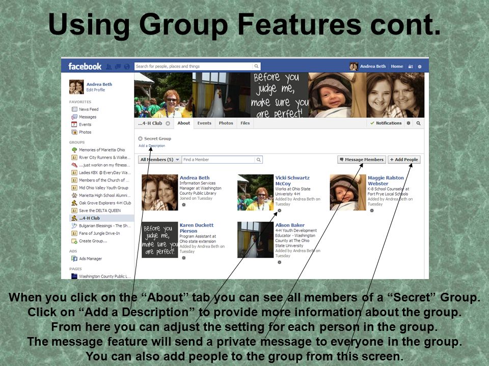 Using Group Features cont.