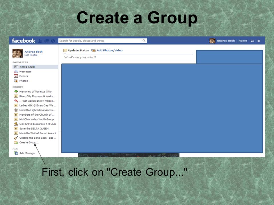 Create a Group First, click on Create Group...
