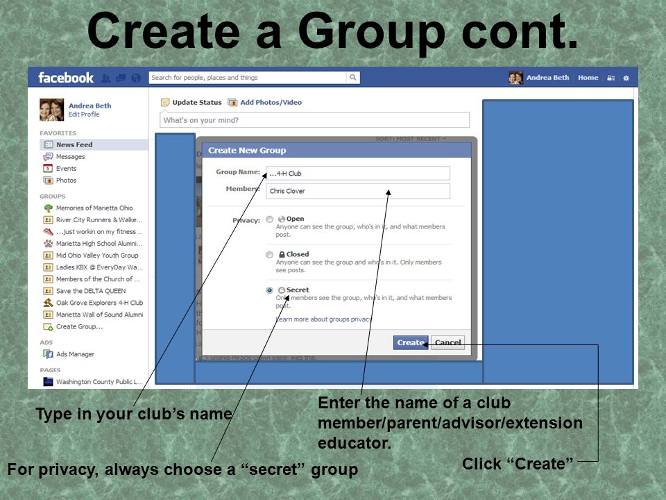 Create a Group cont.