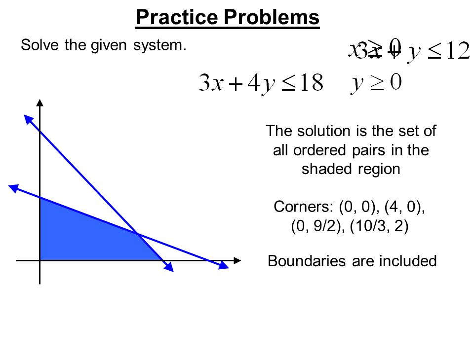 Practice Problems Solve the given system.