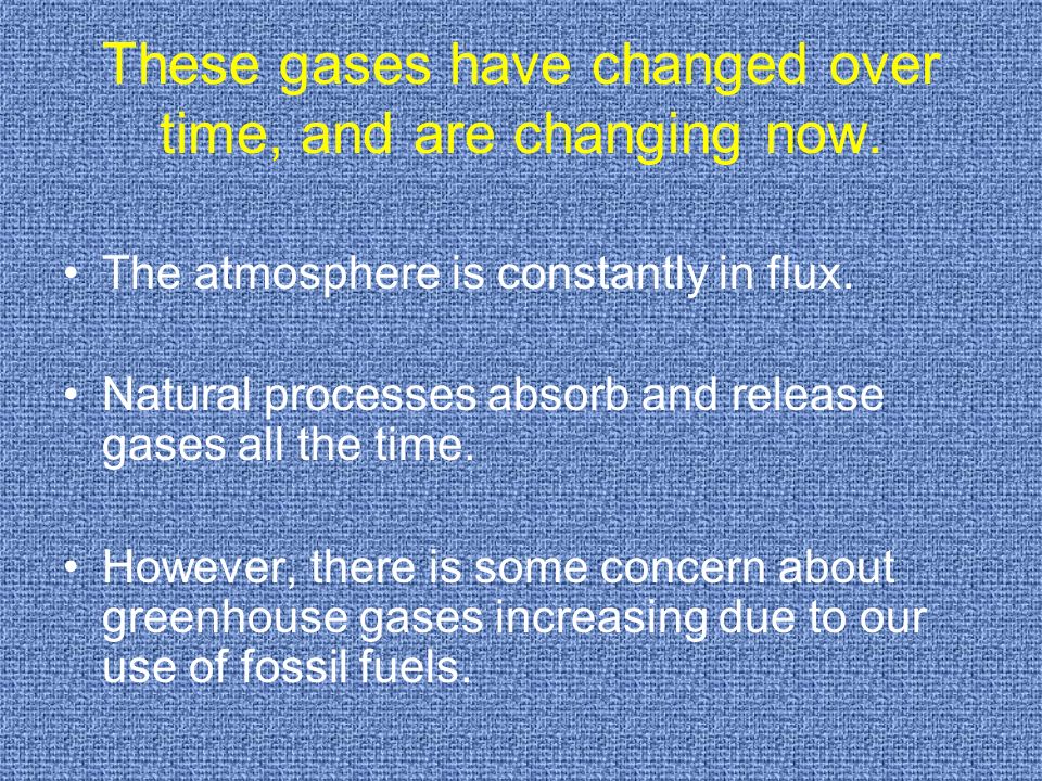 These gases have changed over time, and are changing now.