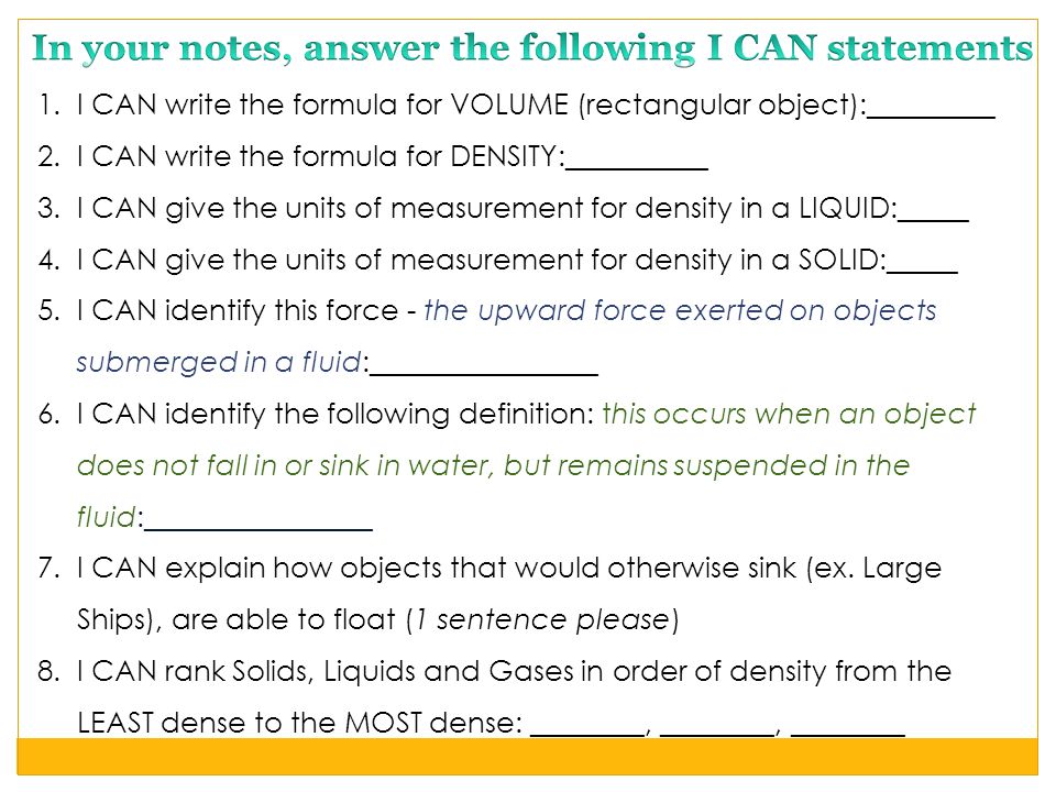 Grade 8 Science Density Volume And Mass 19 1