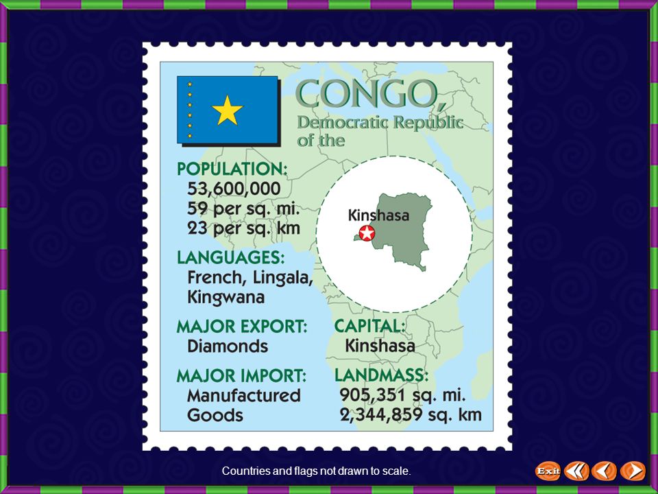 Congo Countries and flags not drawn to scale.