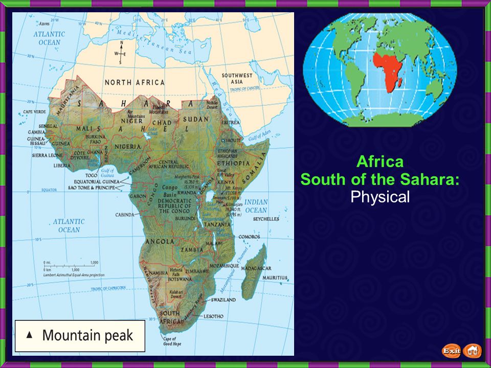 Contents Africa South of the Sahara Physical Political Gems and Minerals Fast Facts Country Profiles Click on a hyperlink to view the corresponding slides.