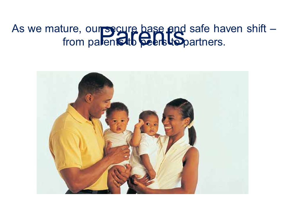 Parents As we mature, our secure base and safe haven shift – from parents to peers to partners.
