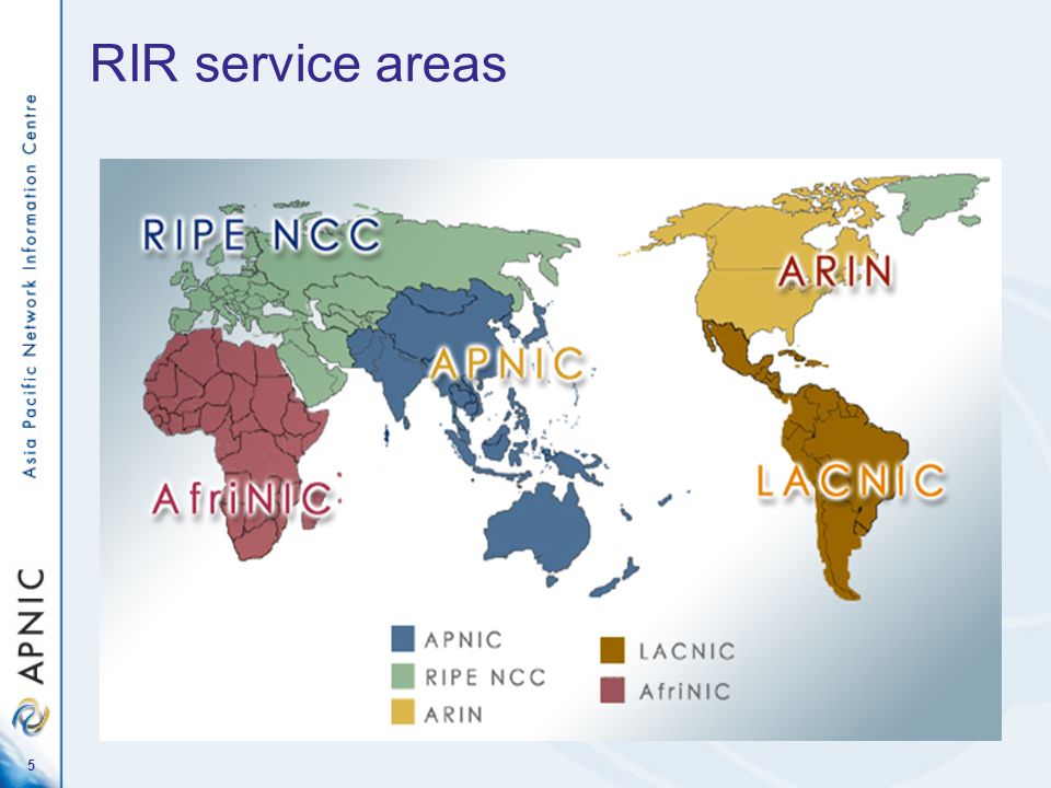 5 RIR service areas