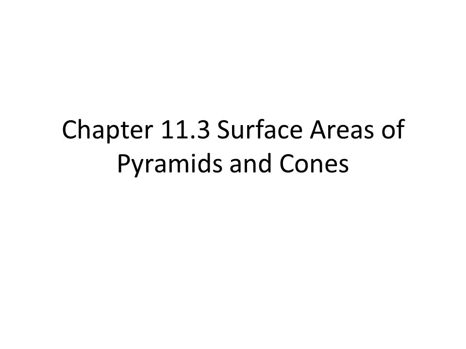 Chapter 11.3 Surface Areas of Pyramids and Cones