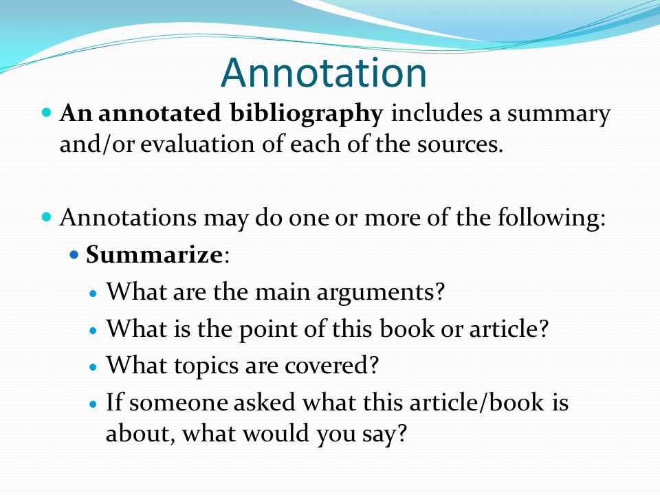 Annotated source list