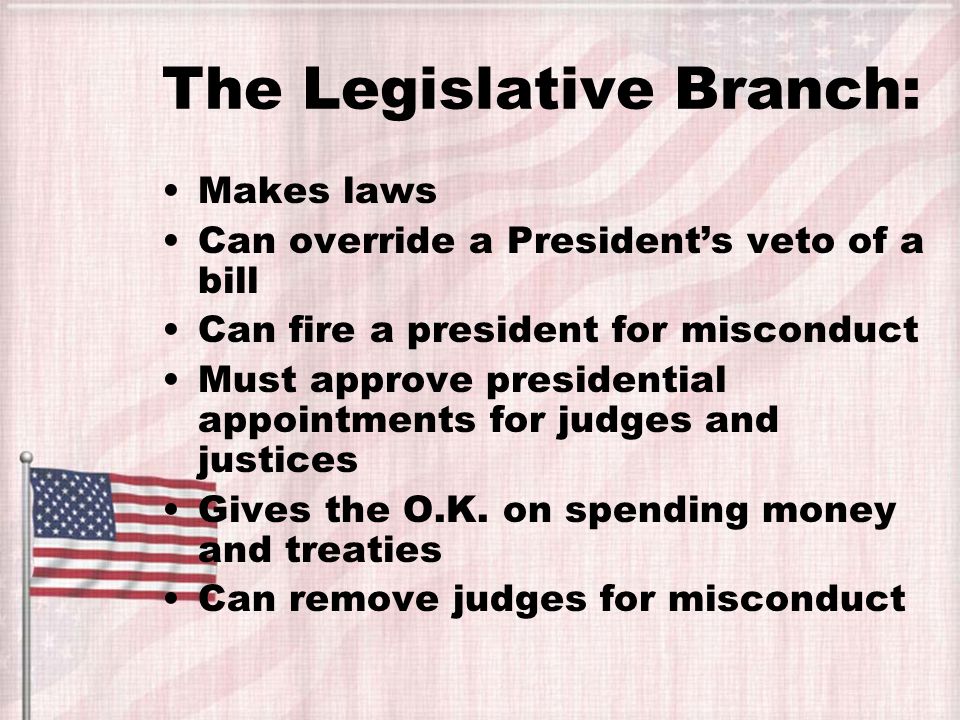 Legislative Branch The Constitution created Congress.