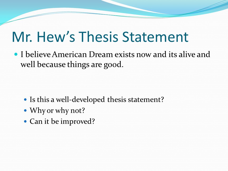Developing Thesis Statement