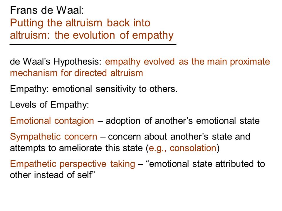 Frans De Waal De Waal On ABC De Waal On Ted. Reciprocity Empathy - 960x720 - jpeg Evolution Of Empathy