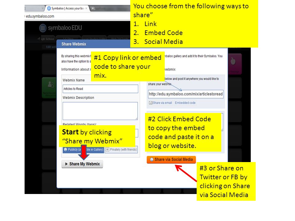 #2 Click Embed Code to copy the embed code and paste it on a blog or website.