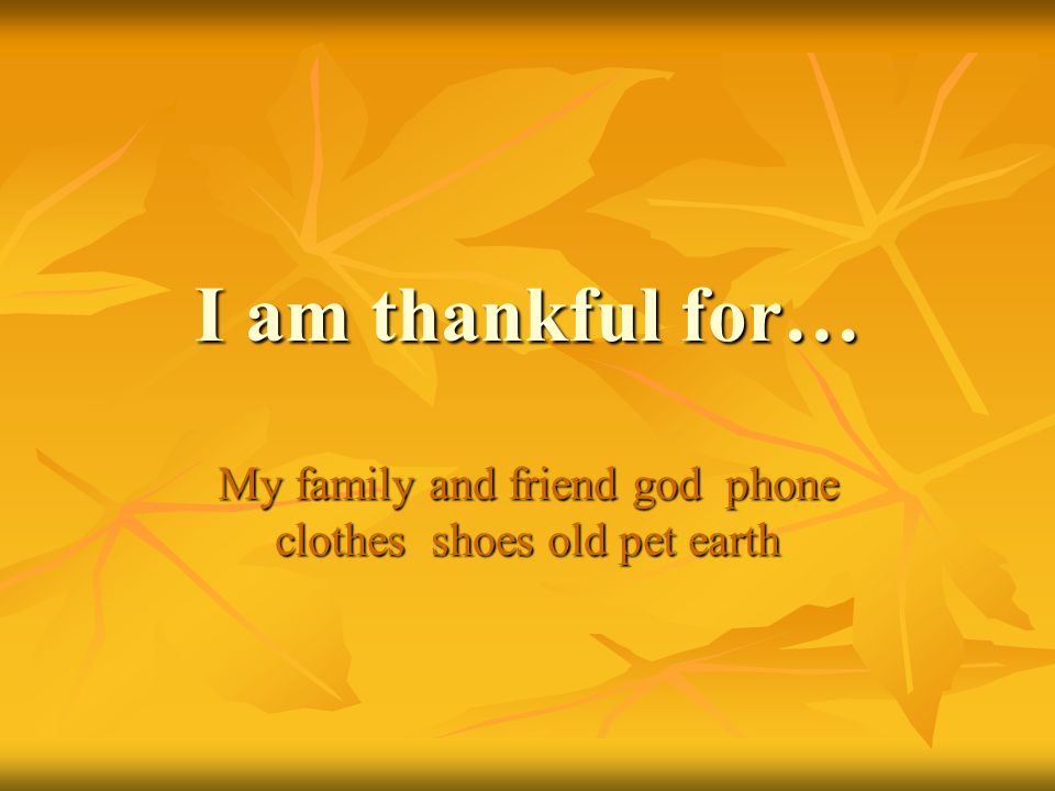 I am thankful for… My family and friend god phone clothes shoes old pet earth