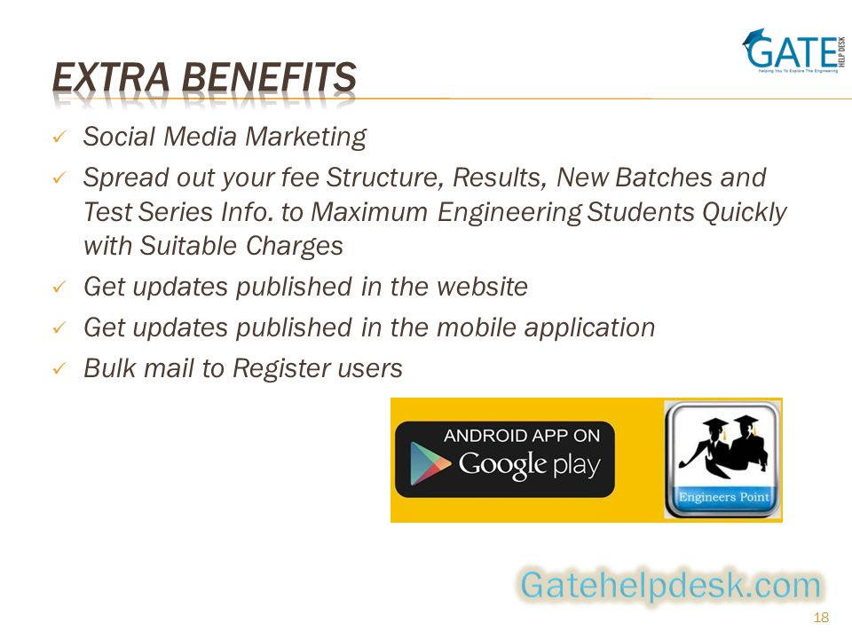 Social Media Marketing Spread out your fee Structure, Results, New Batches and Test Series Info.