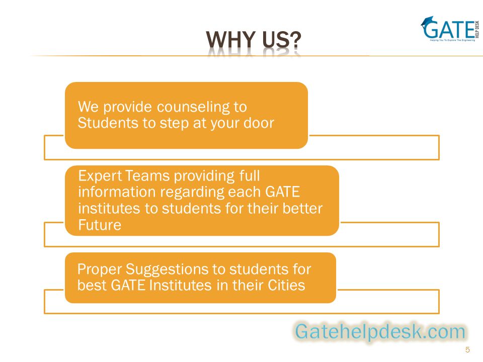 5 We provide counseling to Students to step at your door Expert Teams providing full information regarding each GATE institutes to students for their better Future Proper Suggestions to students for best GATE Institutes in their Cities