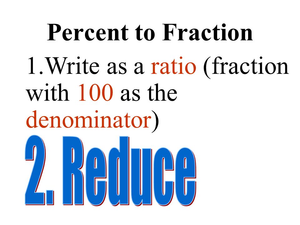 Percent to Fraction Percent means …