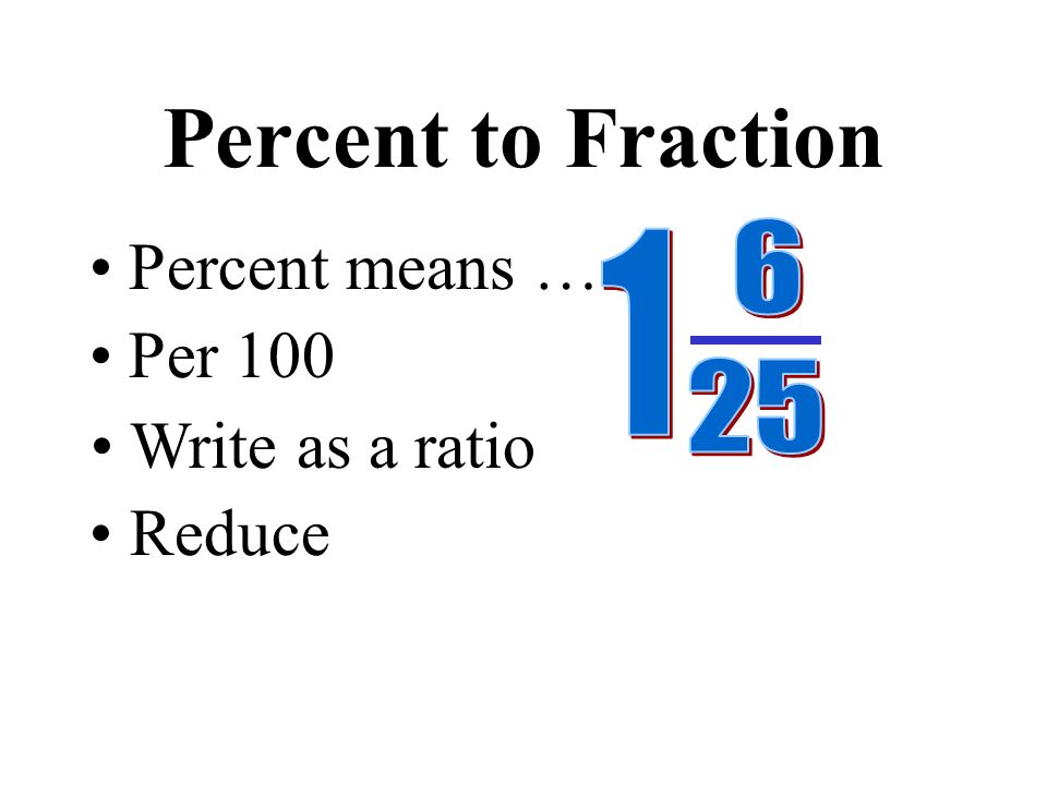 Reduce Percent to Fraction