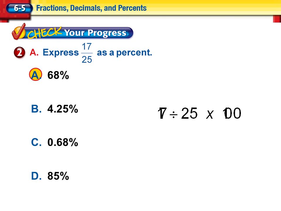 Lesson 5 CYP2 A.68% B.4.25% C.0.68% D.85%