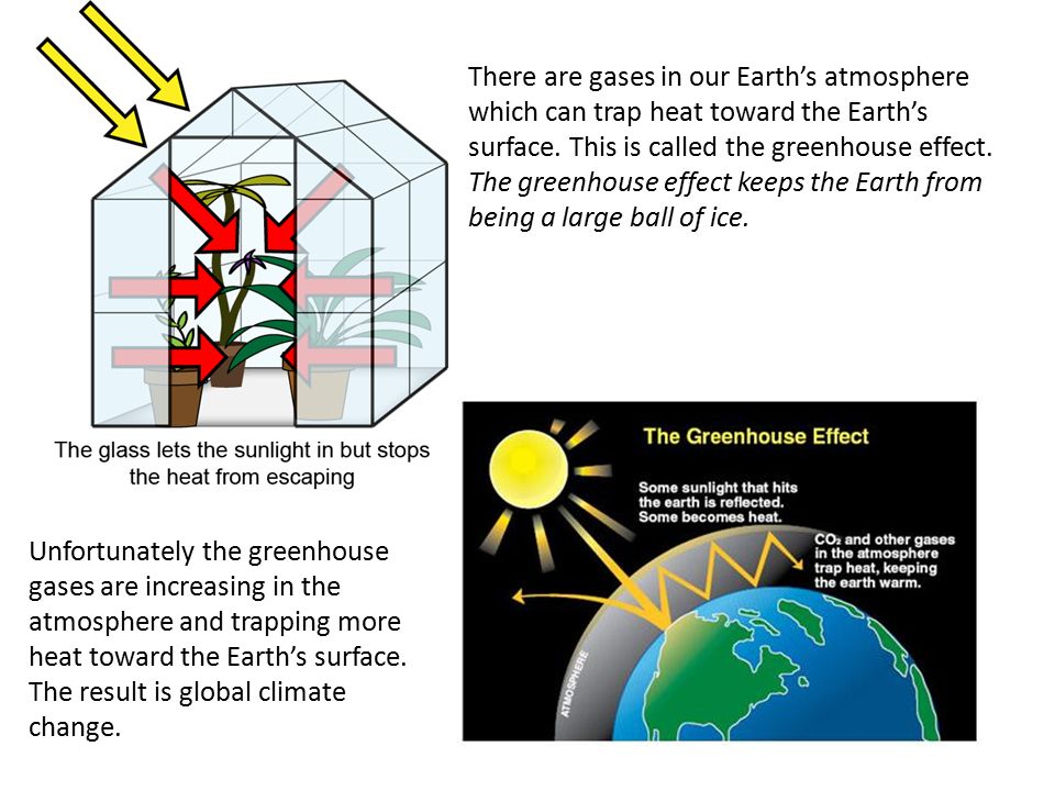 There are gases in our Earth’s atmosphere which can trap heat toward the Earth’s surface.