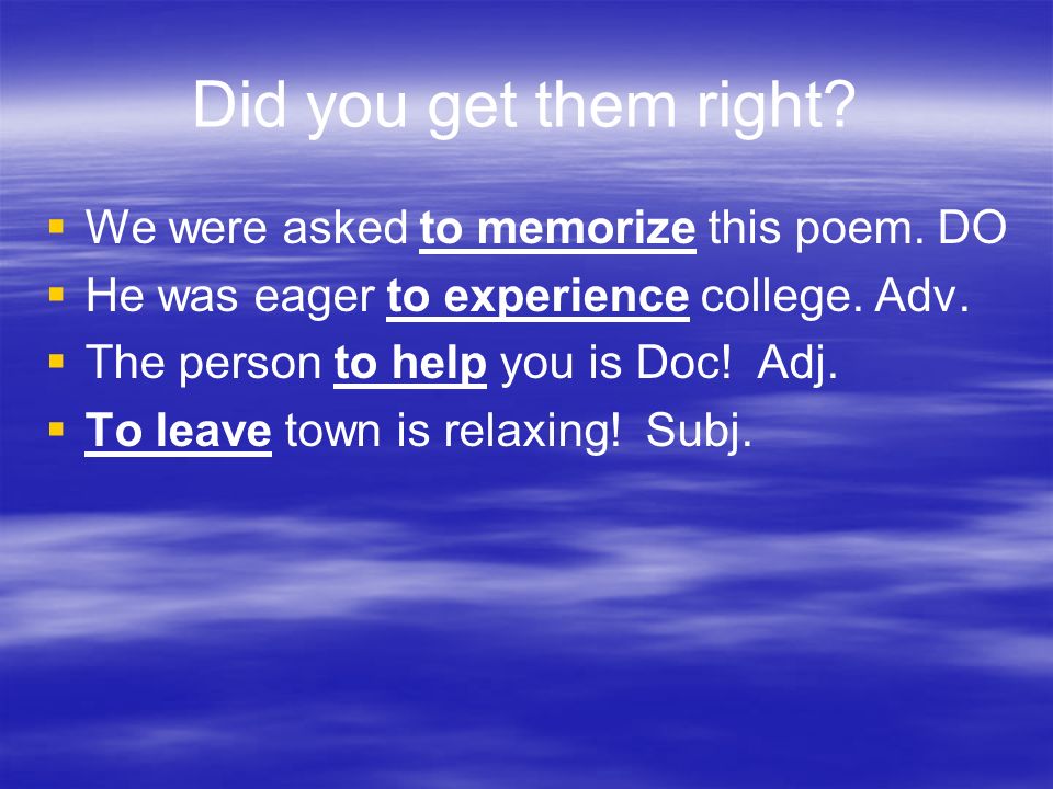 Did you get them right.   We were asked to memorize this poem.