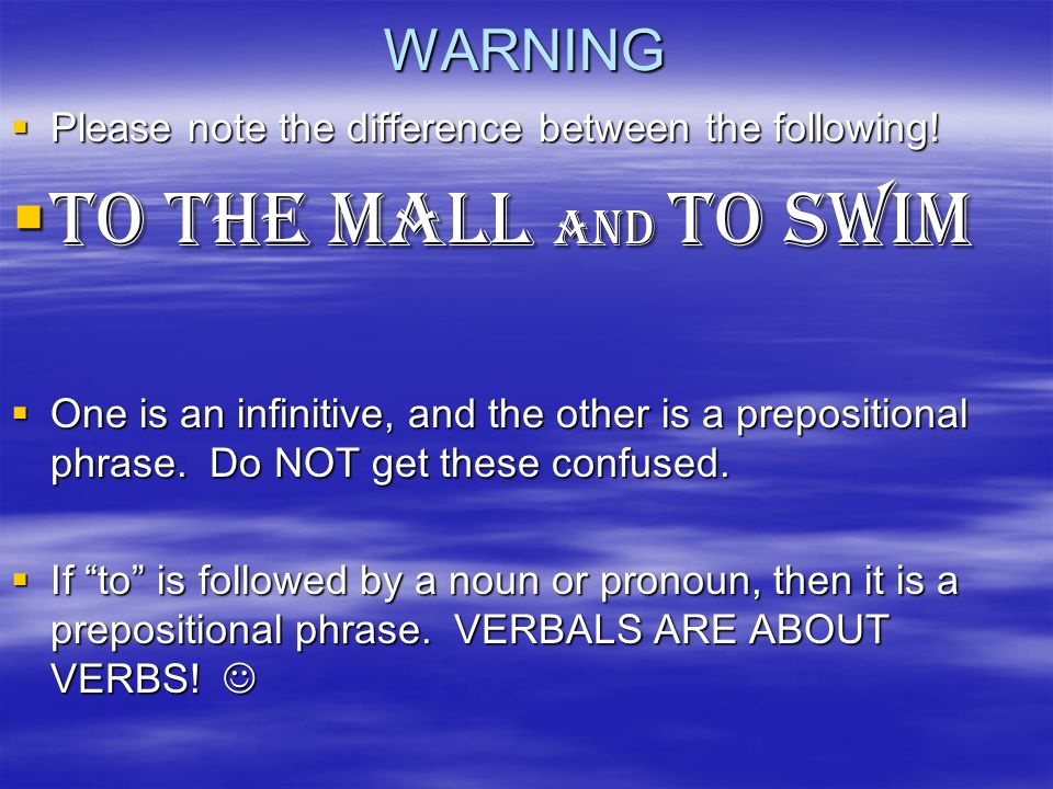 WARNING  Please note the difference between the following.