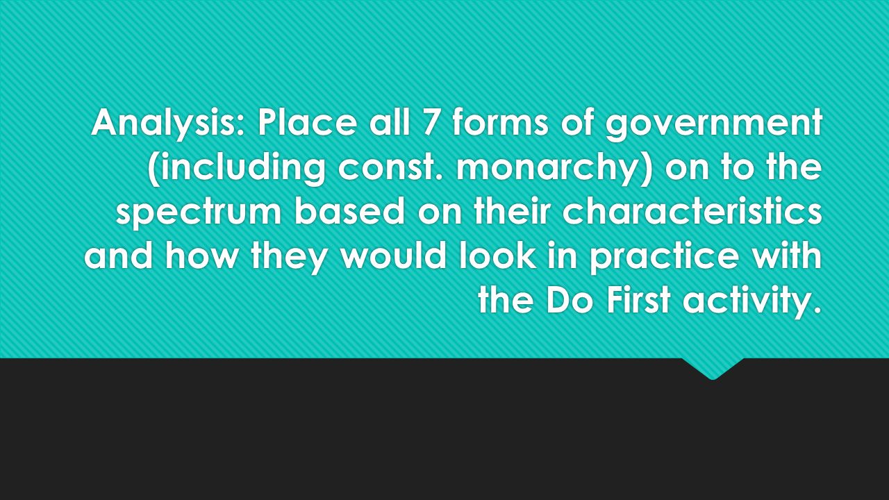 Analysis: Place all 7 forms of government (including const.