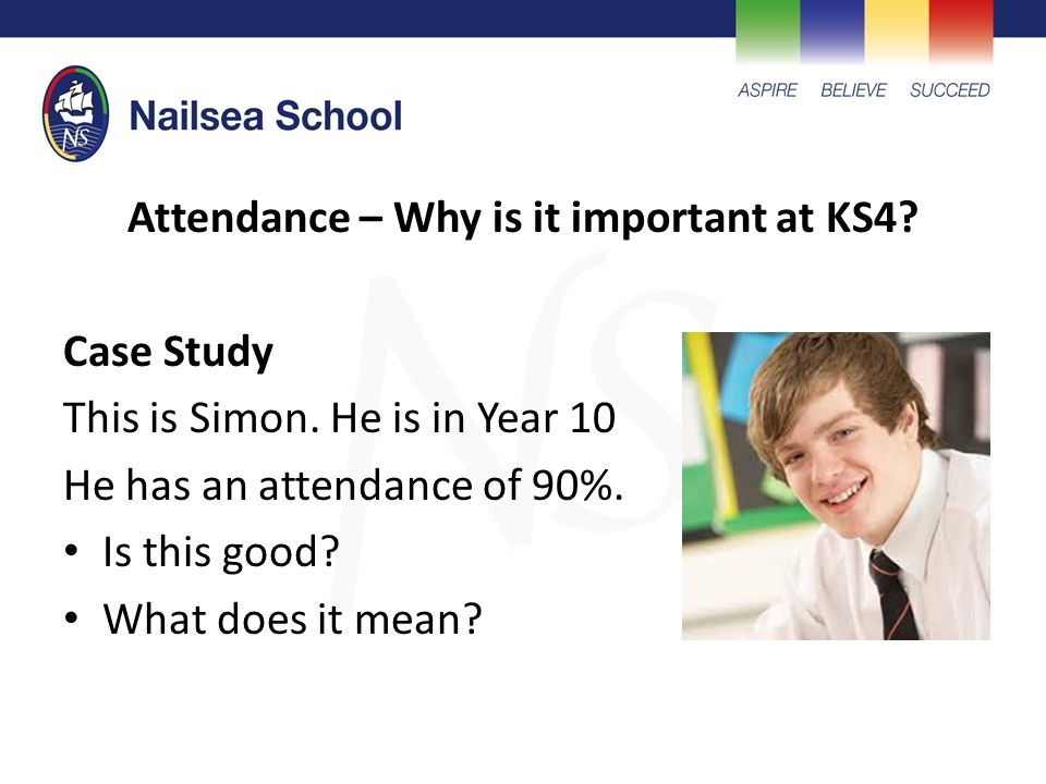 Attendance – Why is it important at KS4. Case Study This is Simon.