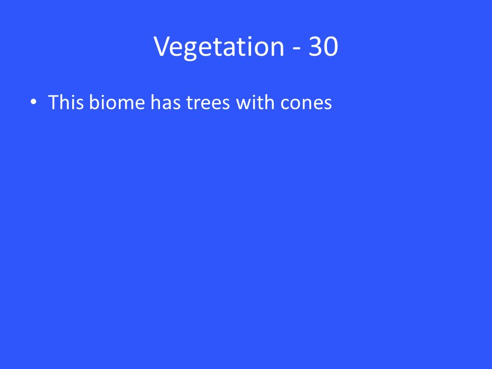 Vegetation - 30 This biome has trees with cones