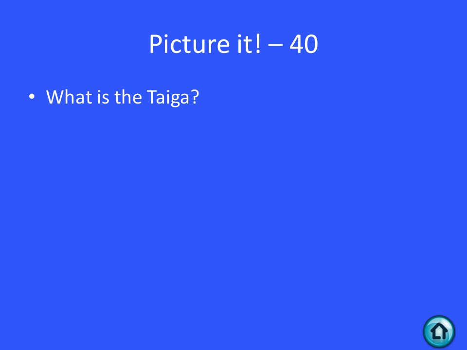 Picture it! – 40 What is the Taiga