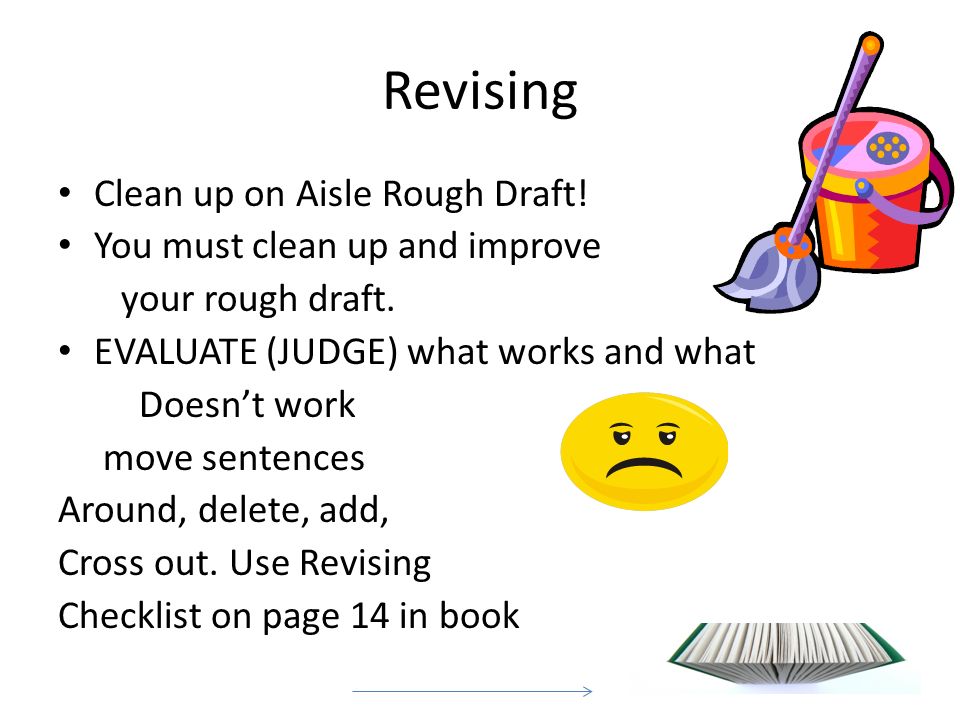 Revising Clean up on Aisle Rough Draft. You must clean up and improve your rough draft.
