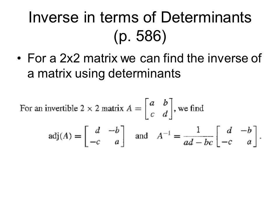 Inverse in terms of Determinants (p.