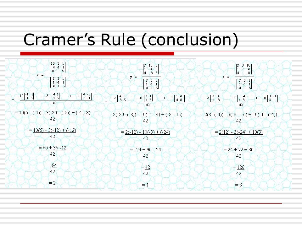 Cramer’s Rule (conclusion)