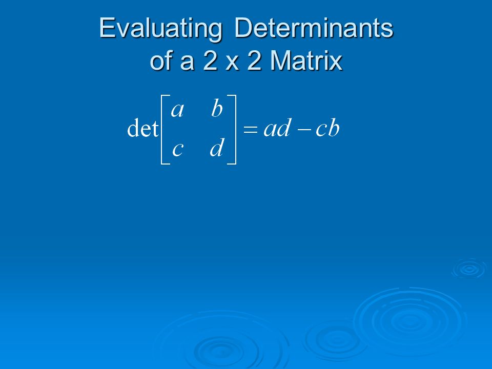Evaluating Determinants of a 2 x 2 Matrix