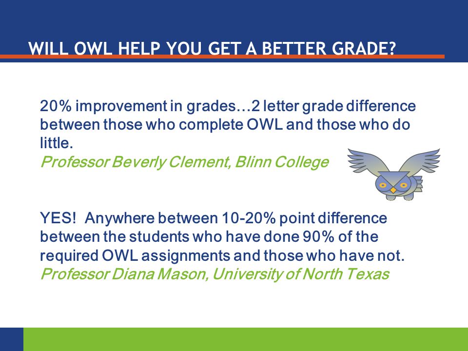 WILL OWL HELP YOU GET A BETTER GRADE.