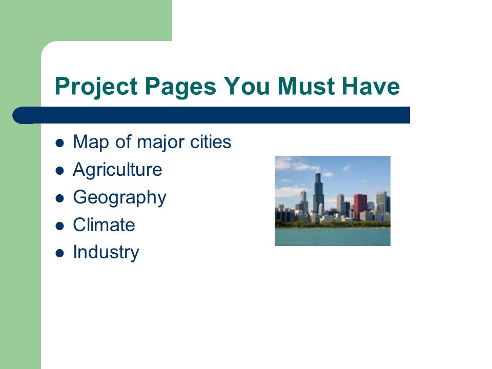 Project Pages You Must Have Map of major cities Agriculture Geography Climate Industry