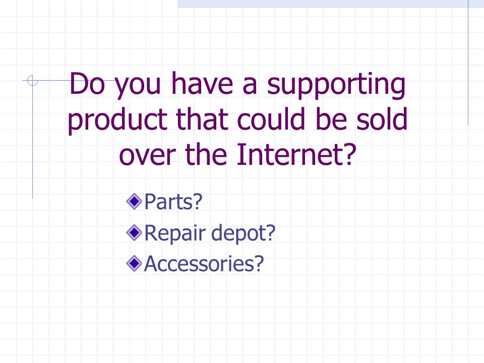 Do you have a supporting product that could be sold over the Internet.