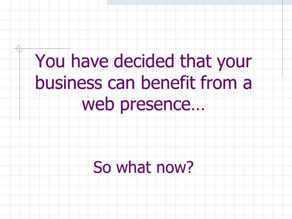 You have decided that your business can benefit from a web presence… So what now