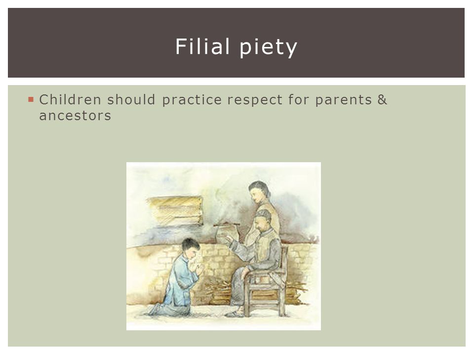  Children should practice respect for parents & ancestors Filial piety