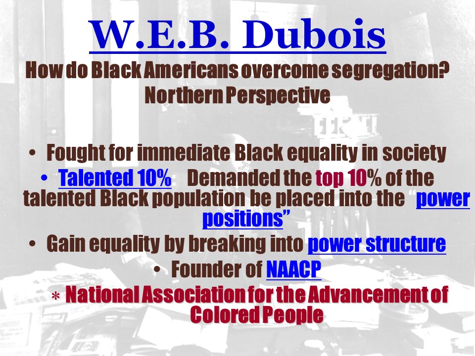 W.E.B. Dubois How do Black Americans overcome segregation.