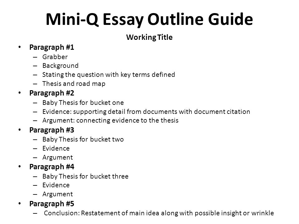 Mini-q essay outline guide answers