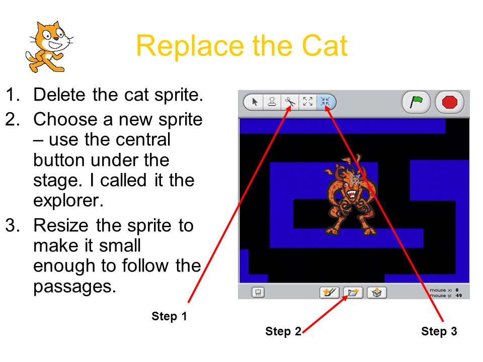 Replace the Cat 1.Delete the cat sprite.